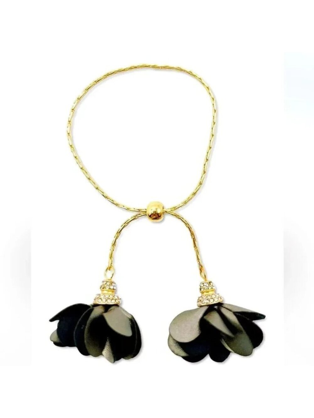 Gold Fabric Flower Bolo Bracelet